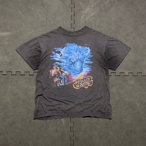 Vintage 90s American Biker Follow The Spirit 3D Emblem Graphic T-Shirt